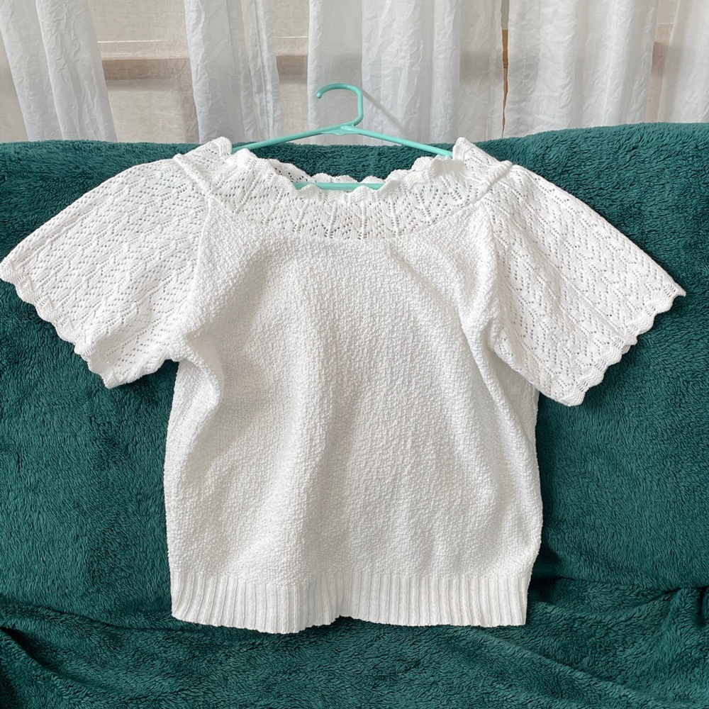 100% Cotton Made in the USA Vintage Knit Lace Crochet Top